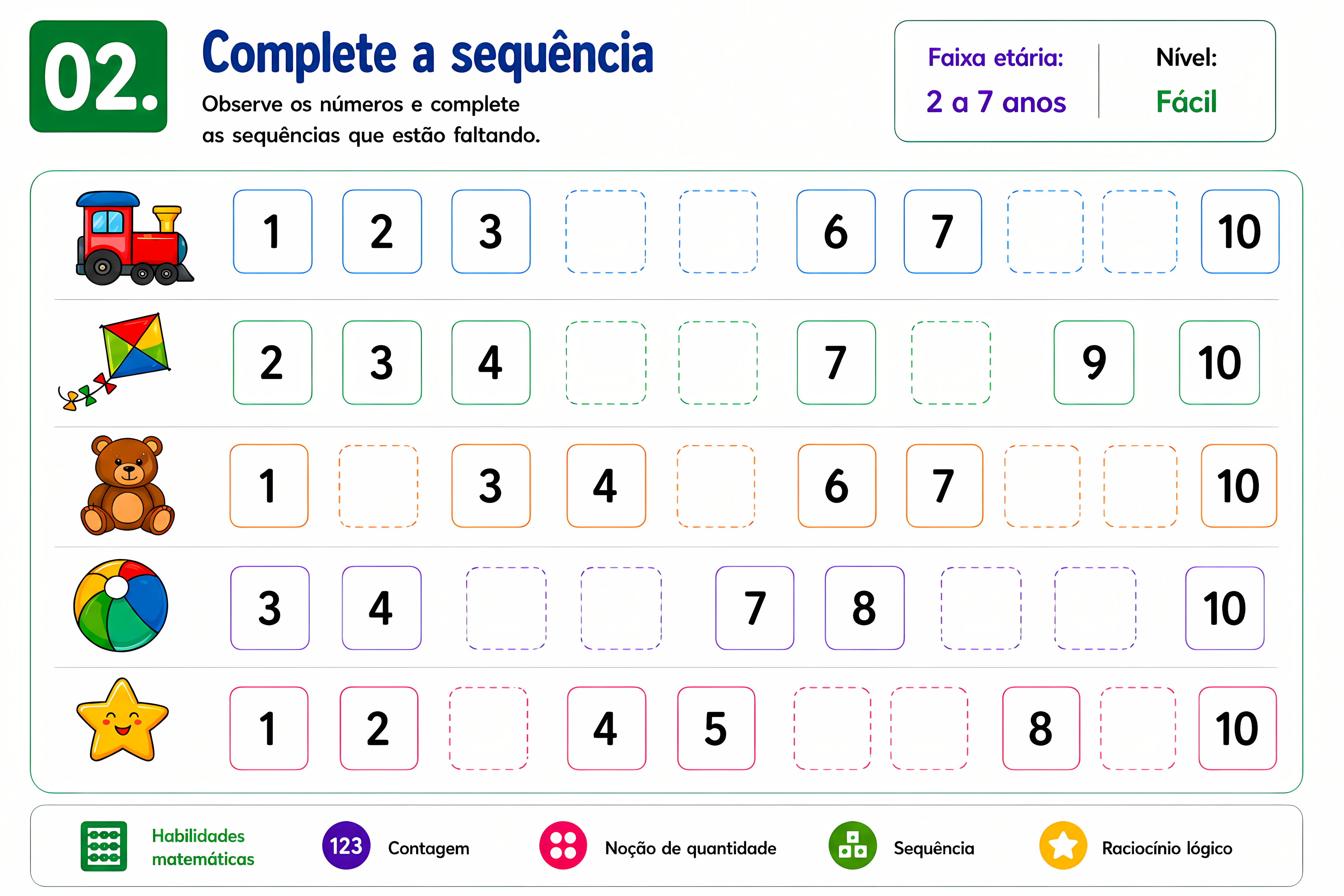 Complete a Sequência — Habilidades Matemáticas